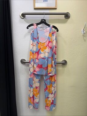 PJ Salvage Blue, Pink & Yellow Floral Tank Pajama Set